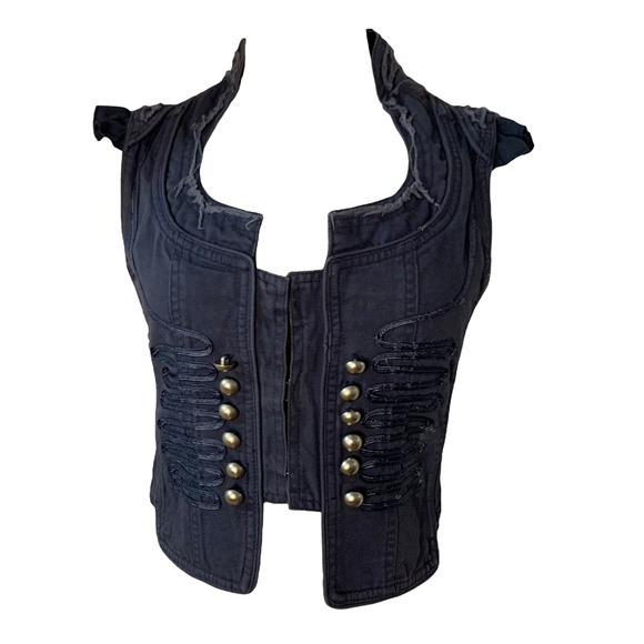 Vintage Jackets & Blazers - Vintage Y2K Blue Victorian Style Biker Vest